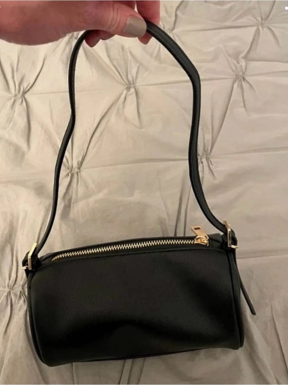 Universal thread mini faux Leather Shoulder Bag with Gold Zipper